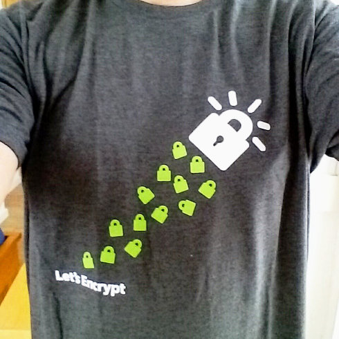 Let's Encrypt T-shirt they gave me for my donation
